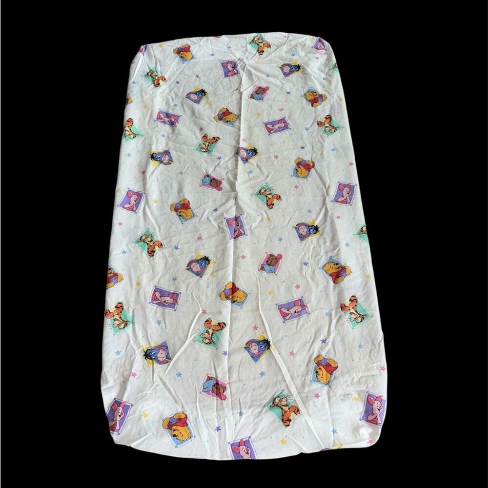 VTG Disney Winnie the Pooh Eeyore Piglet Tigger Fitted Crib Sheet Little Bedding